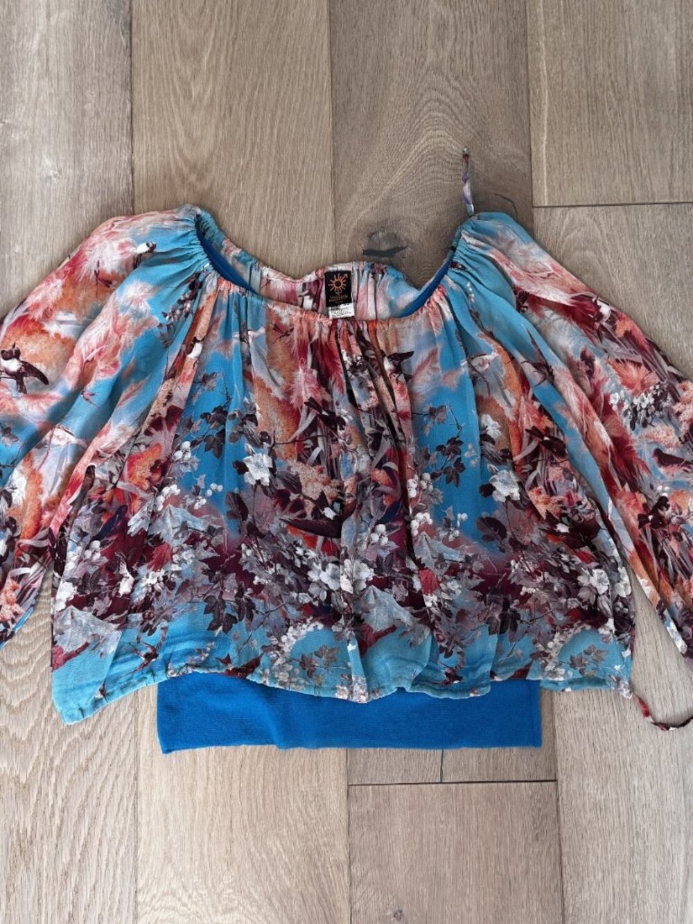 Jean Paul Gaultier Soleil Silk Sheer Peasant Top Size M Vintage 2000s Y2K - Picture 3 of 12